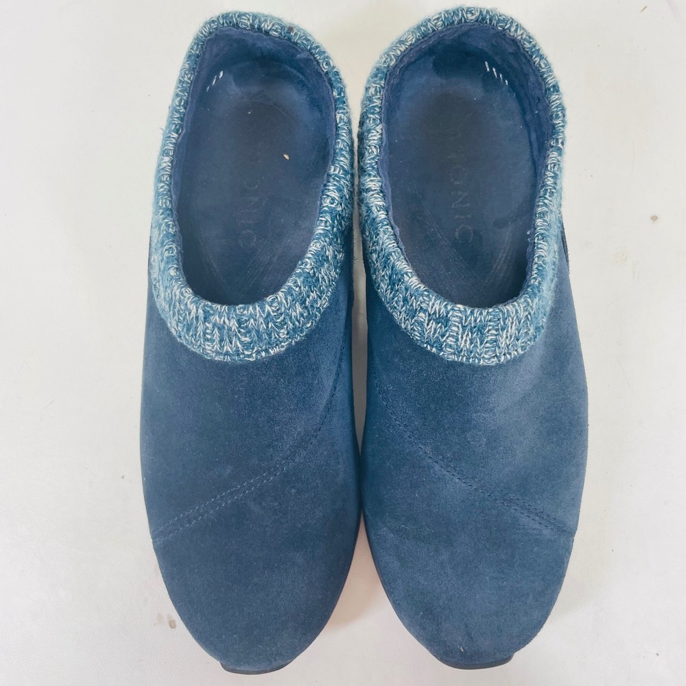Vionic Arbor Navy Blue Suede Knit Collar Orthotic Slip On Mules Clogs Womens 8.5 - Picture 3 of 8